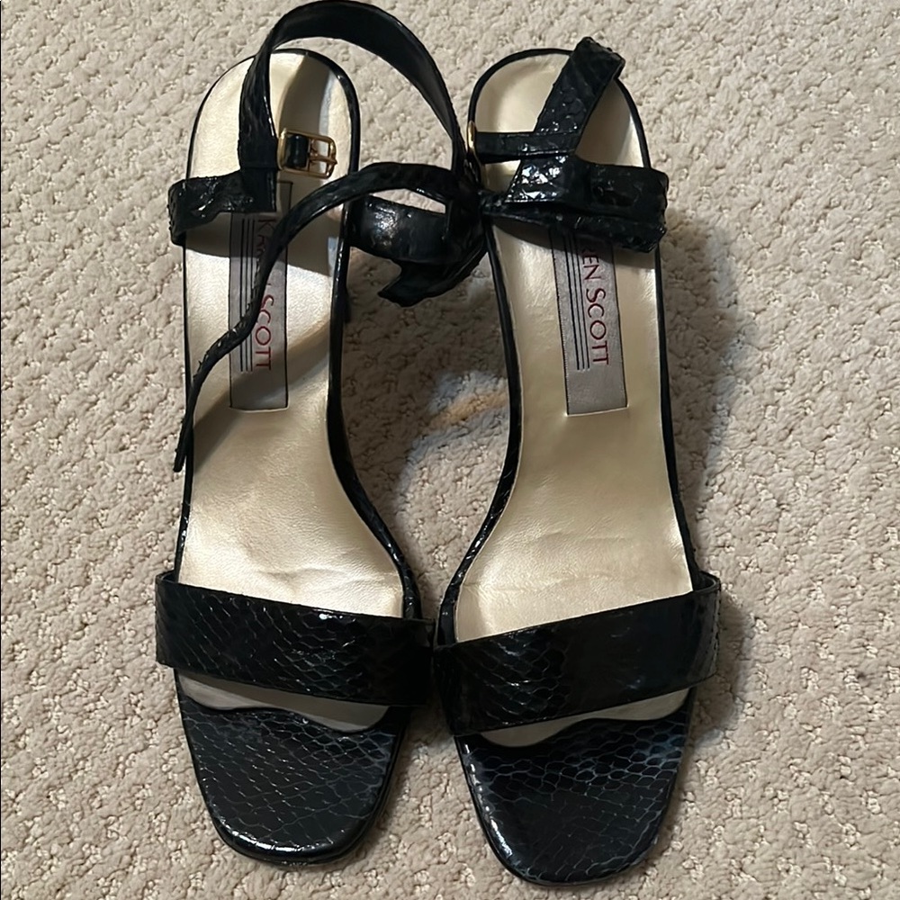 Karen Scott Black Heels Ankle Strap Block Heel
